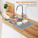 LEMIKKLE Roll Up Dish Drying Rack 17" x 13", Over The Sink Dish Drainer Rack, Foldable Sink Drying Rack, Anti-Slip Silicone Wrapped Dish Drainer for Kitchen Counter (Grey 17" x 13") by CozyNest Decor