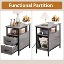 Side Table, Gray End Tables with Charging Station, Narrow End Table with Wooden Drawers, USB Ports and Power Outlets, Nightstand and Bedside Table, Side Table Living Room, Bedroom by TinyTreasures Baby Boutique