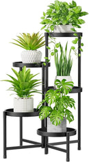 iDavosic.ly 5 Tier Large Plant Stand Indoor with 10 Inch Wide Tray, Tiered Corner Metal Outdoor Flower Display Holder Shelf, Folding Tall Rack for Patio Porch Living Room, Modern Black by GreenHaven Gardens