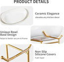 HBlife Extra Large Fruit Basket for Kitchen Counter - 2 Tier Ceramic Fruit Bowl with Metal Stand, Bathroom Countertop Organizer, Tiered Serving Trays for Party by CozyNest Decor