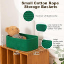3 Pack Small Storage Baskets for Organizing, Cute Woven Decorative Gift Baskets for Shelves, Mini Closet Organizer Bins with Handles, 11.81''Lx7.87''Wx4.72''H-Green by CozyNest Decor