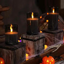 Homemory Grey Glass Flameless Candles, Battery Operated LED Pillar Candles with Remote Control and Timer, Radiance Candles, Real Wax, Set of 3,D3 xH4 5" 6" by CozyNest Decor