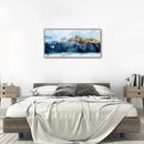 Framed Canvas Wall Art Indigo Abstract Mountain Pictures Wall Decor Blue Grey Orange Mountain Peaks Canvas Painting Prints Modern Abstract Artwork for Living Room Bedroom Decoration 29" X 58" by CozyNest Decor