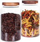 Large Glass Jar with Airtight Lid Set of 2 93 FL OZ(2750ml) glass canister set, Glass Food Containers Wooden Lid Suit for Kitchen Pantry for Flour, Tea, Coffee Beans, Sugar, Cookies(8.8 inch high) by CozyNest Decor