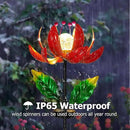 Solar Lights Outdoor Wind Spinners, Metal Lotus Flower Garden Decor with Waterproof LED Crackle Glass Globe for Patio Lawn Yard Outdoor Decor by GreenHaven Gardens