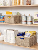 StorageWorks Wicker Storage Baskets, Large and Small Baskets, Handwoven Seagrass Basket for Organizing, Decorative Wicker Baskets with Built-in Handles, Set of 2 by CozyNest Decor