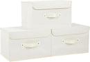 Fabric Storage Bins Cube Organizers with Flip-Top Lid and Handles,Storage Boxes for Organizing Home,Office,and Closet,Beige,3 Pack 13 X 9.1 X 7.9 in by CozyNest Decor