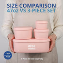 BLUE GINKGO Nesting Silicone Containers - Large Silicone Food Storage Container | BPA Free, Airtight, Dishwasher and Freezer Safe (47.5 oz) - Pink by TinyTreasures Baby Boutique