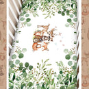 3 Pcs Baby Crib Bedding Set Safari Animals Dinosaurs Bear Woodland Animals Jungle Crib Set Includes Quilt, Fitted Sheet, Skirt for Baby Boy Girl(Green,Woodland Raccoons Deer Etc.) by TinyTreasures Baby Boutique