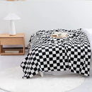 LOMAO Throw Blankets Flannel Blanket with Checkerboard Grid Pattern Soft Throw Blanket for Couch, Bed, Sofa Luxurious Warm and Cozy for All Seasons (Black, 90"x90") by CozyNest Decor