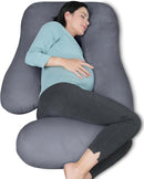 MOON PARK Pregnancy Pillows for Sleeping - U Shaped Full Body Maternity Pillow with Removable Cover - Support for Back, Legs, Belly, HIPS - 65 Inch - Dark Grey by TinyTreasures Baby Boutique