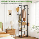 IBUYKE Coat Rack with Shelves, Freestanding Hall Tree with 3 Shelves and 8 Hooks, Industrial Clothes Stand for Entryway, Hallway, Bedroom, Rustic Brown UTMJ088H by CozyNest Decor