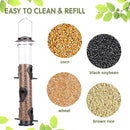 MIXXIDEA 2PK Metal Wild Bird Feeder Squirrel Proof Bird Feeders for Outside Hanging 6 Port Tube Bird Feeder Transparent Finch Feeder with Steel Hanger (Coffee) by CozyNest Decor
