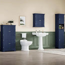 ChooChoo Bathroom Floor Cabinet, Modern Bathroom Storage Cabinet with 4 Doors and Adjustable Shelves, Freestanding Cupboard for Living Room, Navy Blue by CozyNest Decor