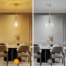 WUZUPS Chandelier Rustic Farmhouse Industrial Round Ceiling Pendant LED Light Fixture with Clear Glass Shades for Dining Room Kitchen Island Foyer Entryway, H 13" x W 10", E26 Base, Brushed Nickel by CozyNest Decor