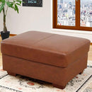Ottoman Rectangular Storage Ottoman Bench, Genuine Cow Leather Footrest, Coffee Table, Stool Footstool with Hinged Lid for Living Room, Bedroom, Entryway, Brown, 36.5"x28"x18.5" by CozyNest Decor