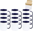 11oz White Ceramic Sublimation Coffee Mug in White Gift Box, Cobalt Blue, Case of 12 by CozyNest Decor