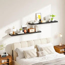HOOBRO Floating Shelves for Wall, Wall Mounted Shelf Set of 2, 47.2" Hanging Shelf with Invisible Brackets, for Wall in Bathroom, Bedroom, Toilet, Kitchen, Living Room, Office, Black BK120BJP201 by CozyNest Decor