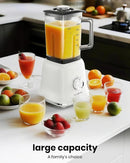 Professional Blender For Smoothies, 58 Oz Glass Jar, Glass Blender Including Puree & Crush Ice Functions, 750 Watts, B02 (White) by TinyTreasures Baby Boutique