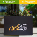 Metal LED Planter Box Rectangular Block - Galvanized Steel Long Planters Box with Solar Light Outdoor All-Weather Use with Drainage Holes for Cafe Bar Mall Store Patio/Porch/Entrance, 35.5×24×12IN by GreenHaven Gardens