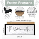 The Gathering Place Wall Decor Art 24"X10" for Dining Room gather Kitchen Wall Wooden Framed Sign (Black) by CozyNest Decor