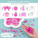 Assorted 170-230PCS Rose Pink Acrylic Beads for Bracelet Making, Flower Bow Butterfly GummyBear Aesthetic Bracelet Charms,Cute Beads for Jewelry Making DIY Necklace Keychain Phone Charm by TinyTreasures Baby Boutique