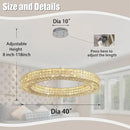 Dia 40" Modern Crystal Chandelier Light Fixtures Silver Luxury Chandeliers for Dining Room Round Hanging Pendant Lighting for Living Room Kitchen Entryway Bedroom by CozyNest Decor