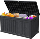 260 Gallon Double-Wall Resin Deck Box - Lockable Waterproof Outdoor Storage Box, 1000lbs Capacity & Doubles as Seating for Patio Furniture - Garden Tools, Pool Accessories (Black) by CozyNest Decor
