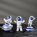 Blue Astronaut Statues Set of 3, Outer Space Theme Figurines Planet Nursery Classroom Bedroom Decor Cake Toppers by CozyNest Decor