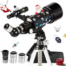 Telescope for Kids Adults Astronomy Beginners Over 8 Years Old, 70mm Aperture Astronomical Refractor Telescopes with Phone Adapter & Wireless Remote, Astronomy Space for Christmas Birthday by TinyTreasures Baby Boutique