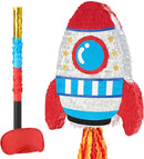 WERNNSAI Rocket Piñata - Rocket Ship Pinata Bundle with Blindfold and Bat Space Birthday Party Decoration for Boys Kids Family Games Piñata Space Ship Theme Party Supplies by TinyTreasures Baby Boutique
