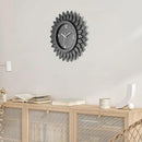 Honiway Wall Clock Battery Operated 12 Inch Rustic Wooden Boho Sunburst Decorative Wall Clock Silent Non-Ticking Black Wall Decor Clocks for Living Room Kitchen Bathroom Bedroom (Black)
