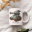 Personalized Unique Steampunk Tank Design Mug, Custom Mechanical Tank Art Coffee Cup 11oz, White Mug Gift For Mechanic Enthusiasts, Custom Name Ceramic Cup 11oz Or 15oz, Kids Mug by CozyNest Decor