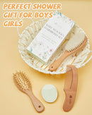 Lictin Baby Hair Brush and Comb Set, 4 Pcs Newborn Hair Brush with Soft Bristle, Natural Goat Hair and Wood Baby Cradle Cap Comb for Newborns & Toddlers, Newborn Baby Essentials, Perfect Registry Gift by TinyTreasures Baby Boutique