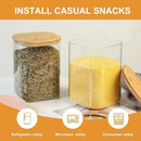 Glass Food Storage Jars 150 Set of 2,Glass Storage Containers Clear Glass Food Canister with Bamboo Lid Airtight For Serving Tea, Coffee, Flour, Sugar, Candy, Cookie, Spice and More (Square) by CozyNest Decor