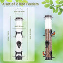 MIXXIDEA 2PK Metal Wild Bird Feeder Squirrel Proof Bird Feeders for Outside Hanging 6 Port Tube Bird Feeder Transparent Finch Feeder with Steel Hanger (Coffee) by CozyNest Decor