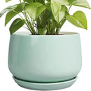 G EPGardening Ceramic Pots for Plants - 9 Inch Ceramic Planter with Drainage and Saucer, Round Planter for Indoor Outdoor Plants, Modern Flower Pots, Garden Decor, Birthday Gifts, Green by GreenHaven Gardens
