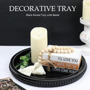 Round Black Wood Serving Tray with Beads, Wooden Decorative Tray for Entertaining, Decoration, and Gifting, by CozyNest Decor