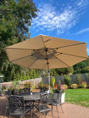 PURPLE LEAF 13 Feet Double Top Round Deluxe Patio Umbrella Offset Hanging Umbrella Outdoor Market Umbrella Garden Umbrella, Beige by GreenHaven Gardens
