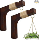 Plant Hanger Hooks for Indoor Hanging Plants, 2 Pack Rustic Farmhouse Wooden Hanging Basket Wall Bracket Plant Hooks for Indoor Outdoor Flower Pots Lanterns Wind Chime Balcony Light Garden Decoration by GreenHaven Gardens