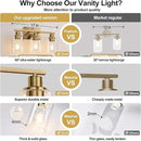3 Light Bathroom Light Fixtures, Brass Vanity Lights for Bathroom with Clear Glass Shades, Modern Bathroom Wall Sconces for Mirror Living Room Cabinet by CozyNest Decor