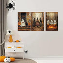 HLNIUC Framed Halloween Canvas Wall Art,Dark Witch Crow Raven Prints,Black Cat Decor,Horror Gothic Ghost Pictures Set of 3 (16"X24") Scary Pumpkin Wall Decor for Party Living Room Bedroom Decoration by CozyNest Decor