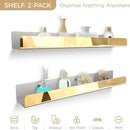 2 Pack 24 Inch Gold Reflective Acrylic Shelves, Gold Foating Shelves, Modern Sunglasses Essential Oil Picture Ledge Display Toy Storage Shelf by TinyTreasures Baby Boutique
