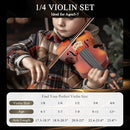 1/4 Beginner Violin Kit, Complete Violin Set with Case, Bow, Rosin, Natural by TinyTreasures Baby Boutique