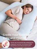 Momcozy Pregnancy Pillows for Sleeping, U Shaped Full Body Pillow 57 Inch for Pregnant Women with Back, Hip, Leg, Belly Support, Washable Jersey Cotton Cover Included, Light Blue by TinyTreasures Baby Boutique