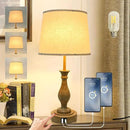 Farmhouse Table Lamp Touch Control 3-Way Dimmable Table Lamp, Modern Nightstand Lamp with 2 USB Port Bedside Desk Lamp with Fabric Shade for Living Room (Pack 1-Beige Shade & Touch) by CozyNest Decor