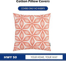 HWY 50 Coral Pink Decorative Throw Pillow Covers 18x18 Inch (1 Piece), Embroidered Cotton Farmhouse Cushion Cover Pillow Case for Sofa Couch Living Room Bed, Fashion Geometric by CozyNest Decor