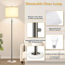 【Upgraded】 Dimmable Floor Lamp for Living Room, 11W LED Bulb Included, Modern Standing Lamp with Marble Base, Tall Pole Light with Linen Shade for Bedroom Reading Office Corner Nursery-Brushed Nickel by CozyNest Decor