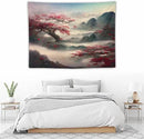 Houselerax Japanese Tapestry, Red Plum Cherry Blossom Mountain Tapestries, Asian Japanese Wall Decor, Nature Landscape Tapestries for Bedroom Living Room Decor 40"x30" by CozyNest Decor