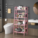 Homykic Bamboo Ladder Bookshelf, 4-Tier Ladder Shelf Open Book Shelf Freestanding Bookcase Bathroom Storage Rack Plant Stand for Living Room, Bedroom, Office, Easy Assembly, Pink by CozyNest Decor